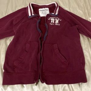 Dark maroon Jacket w/ white striped collar